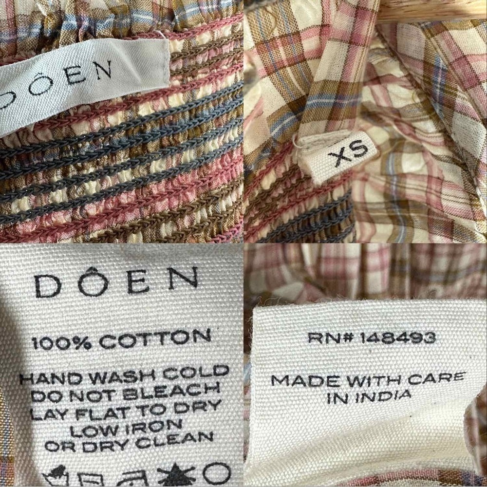 DÔEN Midi Plaid Arbor Smocked Midi Dress Size XS - Picture 12 of 15